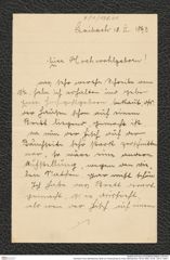 Nachlass Franz Steindachner, Brief von Fenenschütz an Franz Steindachner (18.02.1893), Inv.Nr. 128.01, Seite 1